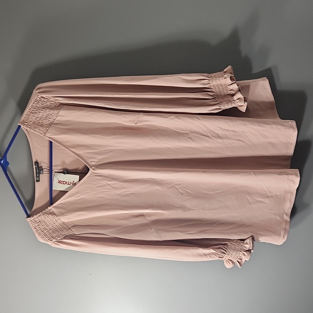 Blush pink long sleeve blouse